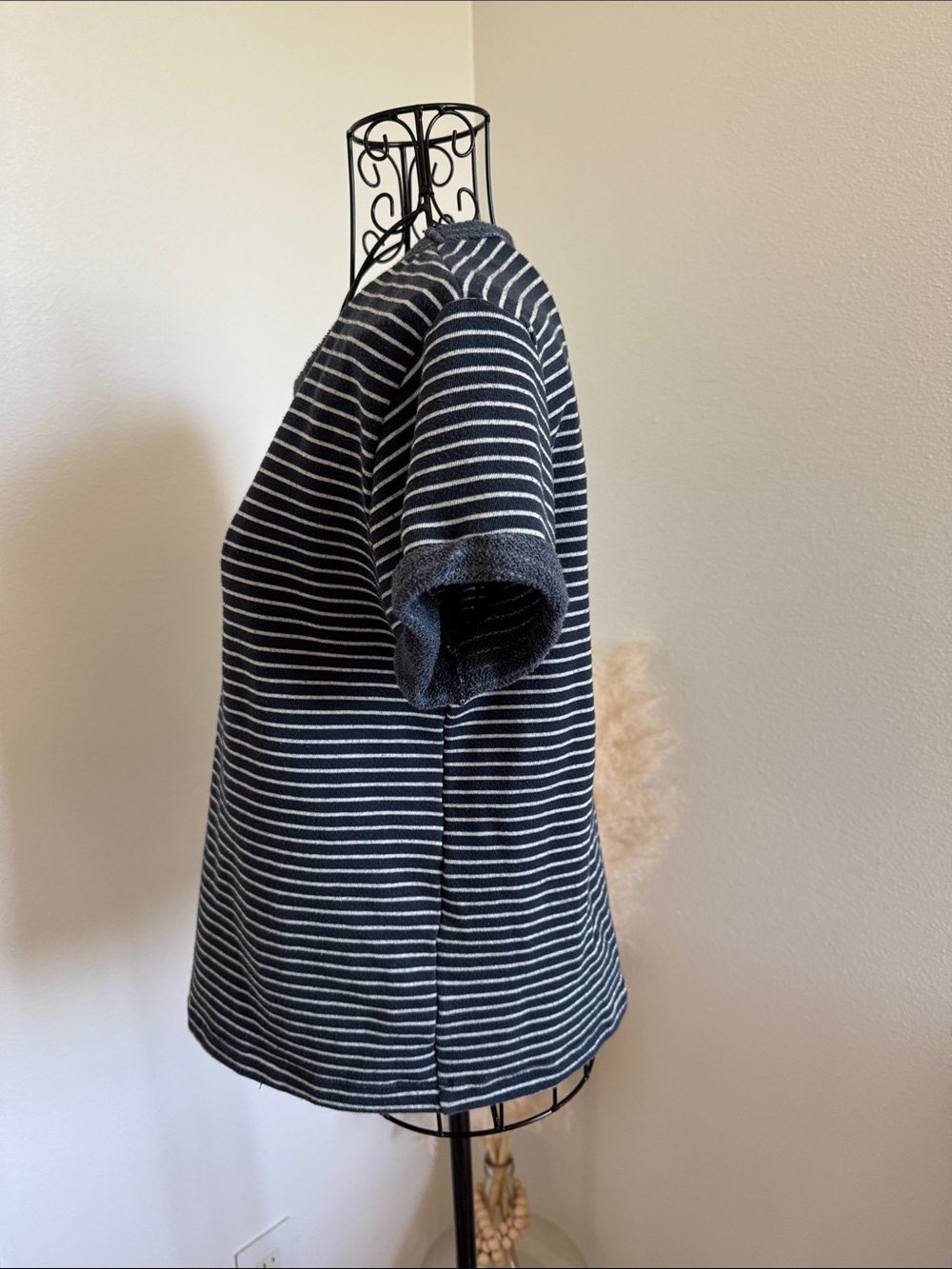 Marine Layer Navy and White Striped Short Sleeve French Terry Tee Small- Preppy - Picture 5 of 11